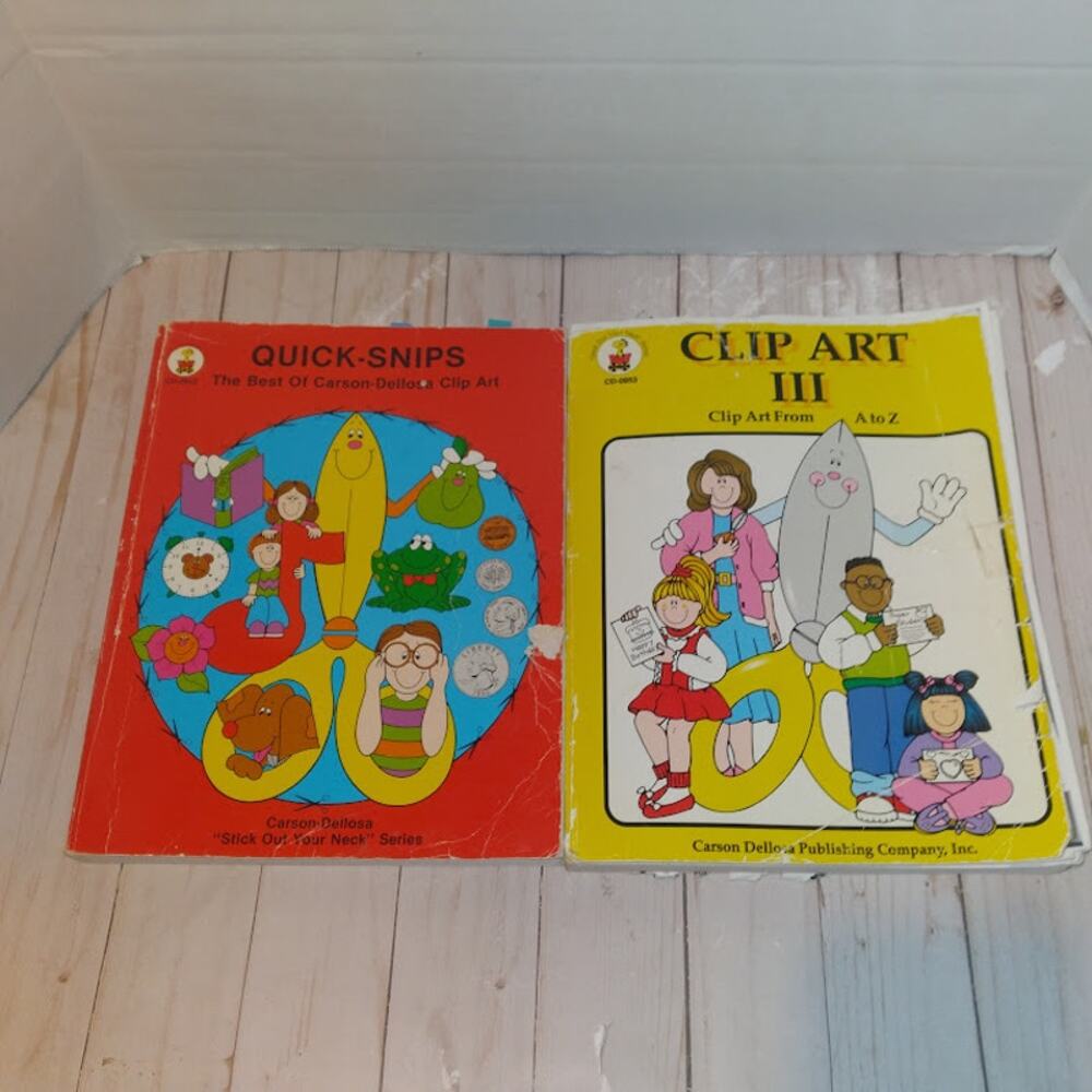 Carson Dellosa Vintage Clip Art Quick Snips Book lot of 2 1988 1991